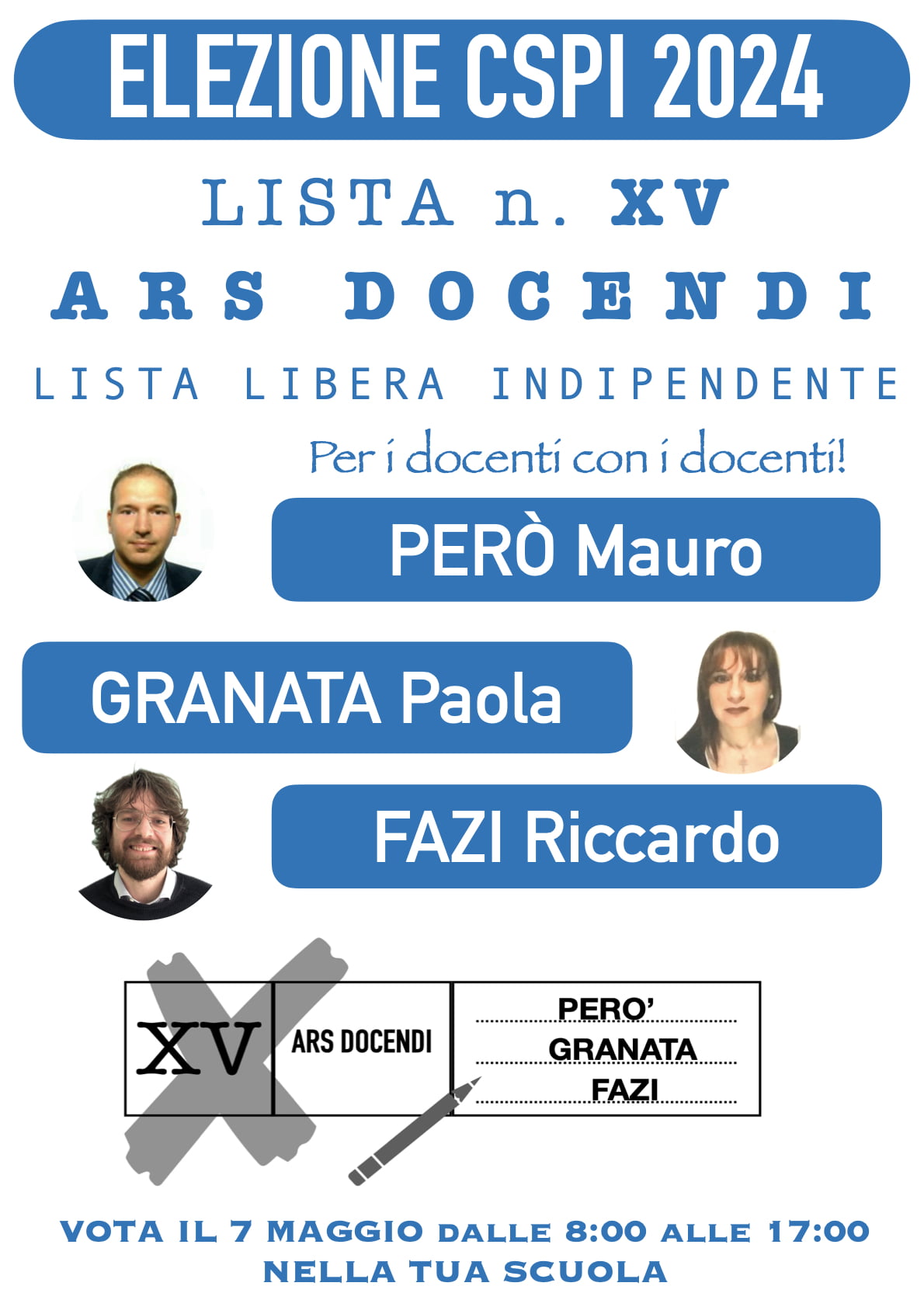 VOLANTINO Lista XV "ARS DOCENDI"